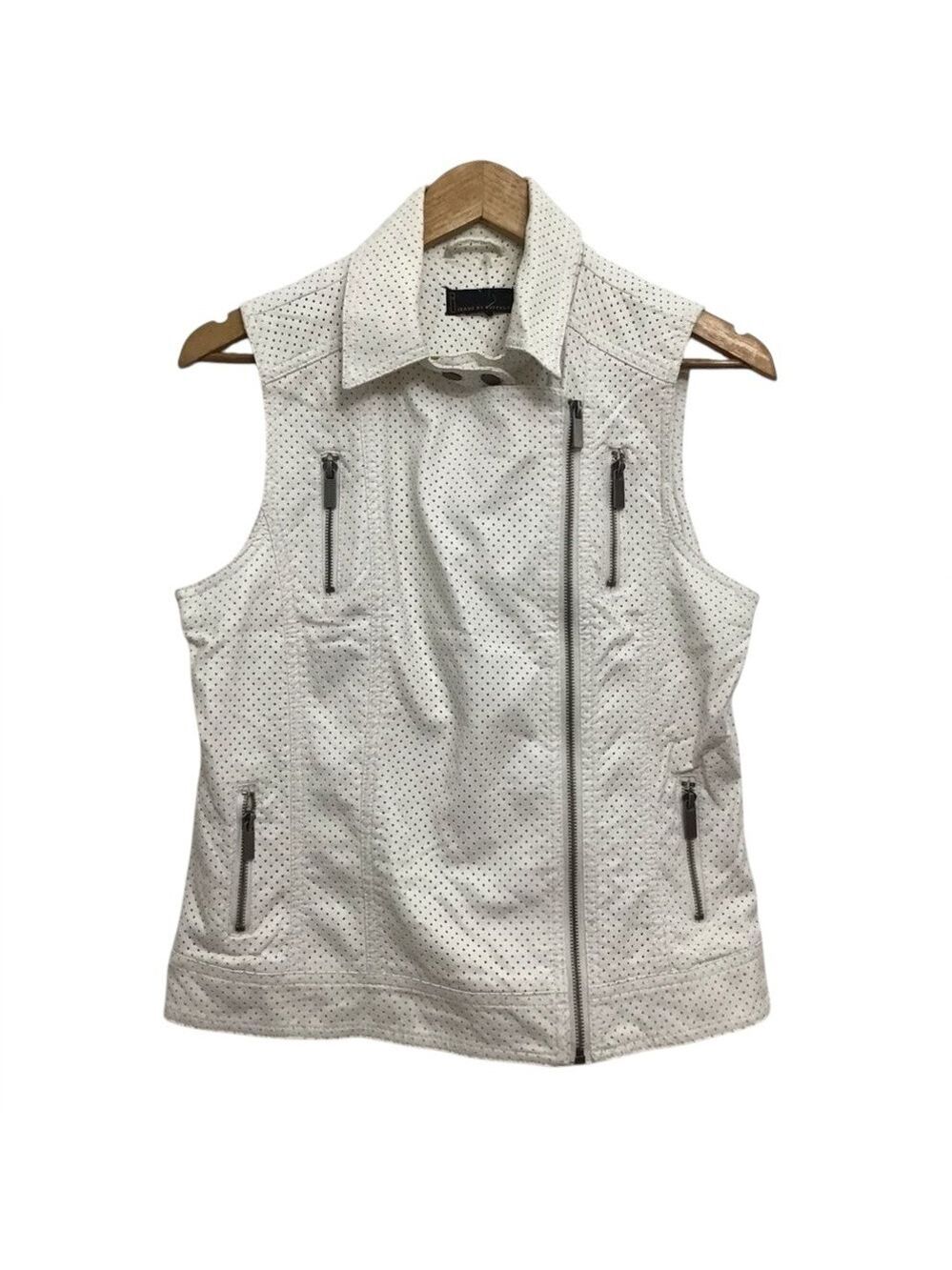 Buffalo sleeveless biker white jacket motorcycle style ecru off white vest mediu